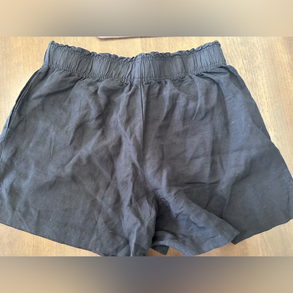 Black linen shorts